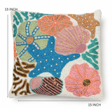 Color Coral Blast Beaded Pillow Cover (Set of 2) - 15 by 15 Inch