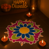 Diya Round Wooden Rangoli Stencil - 16 Inch