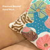 Color Coral Blast Beaded Pillow Cover (Set of 2) - 15 by 15 Inch