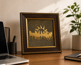 Seven Running Horses Pyrite Dust Frame (Charged by Professionals) - 7 X 7 Inch