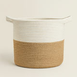 White Two Tone Jute Basket - 10" X 10"