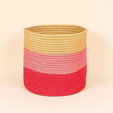 Sky is Pink Tricolor Jute basket - 10 X 10 Inch