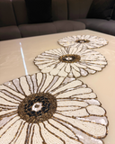 White Daisy luxe Beads Table Runner - 13 X 36 Inch
