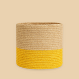 Lemon Yellow Two Tone Jute Basket - 10 X 10 Inch
