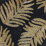 Black Gold Leaf Beaded Pillow Cover (Set of 2) - 15 by 15 Inch