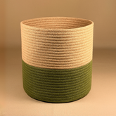 The Green Two Tone Jute Basket - 10 X 10 Inch