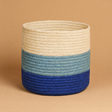 Deep Ocean Triclor Jute Basket - 10 X 10 Inch