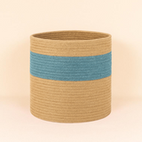 The Blue Two Tone Jute Basket - 10 X 10 Inch