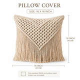 Knit & Tassel Handwoven Macrame Cushion Cover - 16 X 16 inch