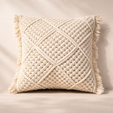 Close Knitted Handwoven Macrame Cushion Cover - 16 X 15 inch