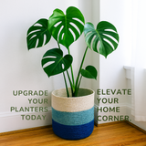 Deep Ocean Triclor Jute Basket - 10 X 10 Inch