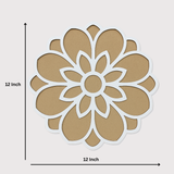 Daisy Round Wooden Rangoli Stencil - 12 Inch