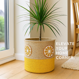 Orange Slice Yellow Jute Basket - 10 X 10 Inch
