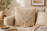 Knit & Tassel Handwoven Macrame Cushion Cover - 16 X 16 inch