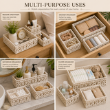 Set of 3 : Checks Handmade Macrame & Metal Storage Basket