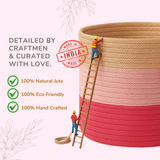 Sky is Pink Tricolor Jute basket - 10 X 10 Inch