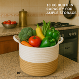 White Two Tone Jute Basket - 10" X 10"