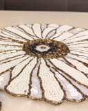 White Daisy luxe Beads Table Runner - 13 X 36 Inch