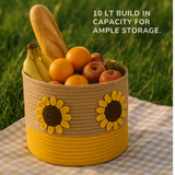 Sunflower Yellow Jute Basket - 10 X 10 Inch