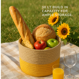 Lemon Yellow Two Tone Jute Basket - 10 X 10 Inch