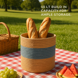 The Blue Two Tone Jute Basket - 10 X 10 Inch