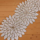 White Golden Aster Beads Table Runner - 13 X 36 Inch