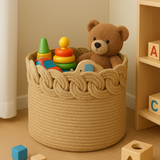 Infinity Loop Jute Basket - 12 X 14 Inch