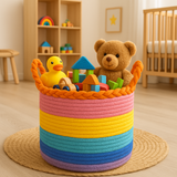 Multicolor Cotton Thread Basket - 10 X 10 Inch