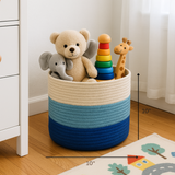 Deep Ocean Triclor Jute Basket - 10 X 10 Inch