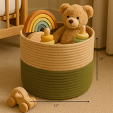 The Green Two Tone Jute Basket - 10 X 10 Inch
