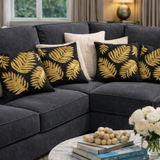 Black Gold Leaf Beaded Pillow Cover (Set of 2) - 15 by 15 Inch