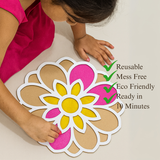 Daisy Round Wooden Rangoli Stencil - 12 Inch
