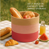 Sky is Pink Tricolor Jute basket - 10 X 10 Inch
