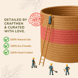 The Pink Two Tone Jute Basket - 10 X 10 Inch