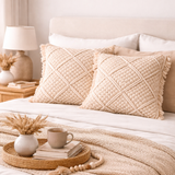 Close Knitted Handwoven Macrame Cushion Cover - 16 X 15 inch
