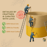 Lemon Yellow Two Tone Jute Basket - 10 X 10 Inch