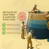 Deep Ocean Triclor Jute Basket - 10 X 10 Inch