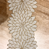 White Golden Aster Beads Table Runner - 13 X 36 Inch