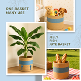 Jelly Fish Dual Tone Jute Basket - 10 X 10 Inch