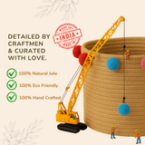 Color Pop Pom Pom Jute Basket - 10 X 10 Inch