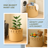 Infinity Loop Jute Basket - 12 X 14 Inch