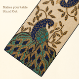 Luxury Peacock Bloom Beads Table Runner - 13 X 36 Inch