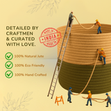 The Green Two Tone Jute Basket - 10 X 10 Inch