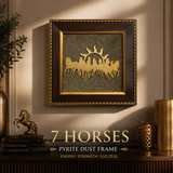 Seven Running Horses Pyrite Dust Frame (Charged by Professionals) - 7 X 7 Inch