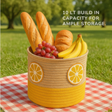 Orange Slice Yellow Jute Basket - 10 X 10 Inch