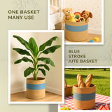 The Blue Two Tone Jute Basket - 10 X 10 Inch