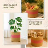 The Pink Two Tone Jute Basket - 10 X 10 Inch
