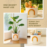 Rainbow Cotton Thread Basket 10" - Orange & Yellow