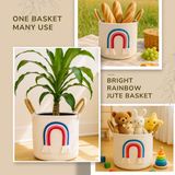 Rainbow Cotton Thread Basket 10" - Blue & Pink