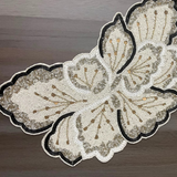 White Butterfly Bead Table Runner - 13 X 36 Inch